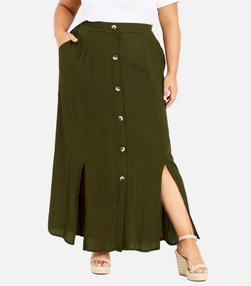 Long khaki hotsell skirts plus size