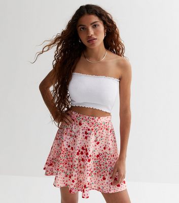 Petite Pink Ditsy Floral Mini Skirt New Look