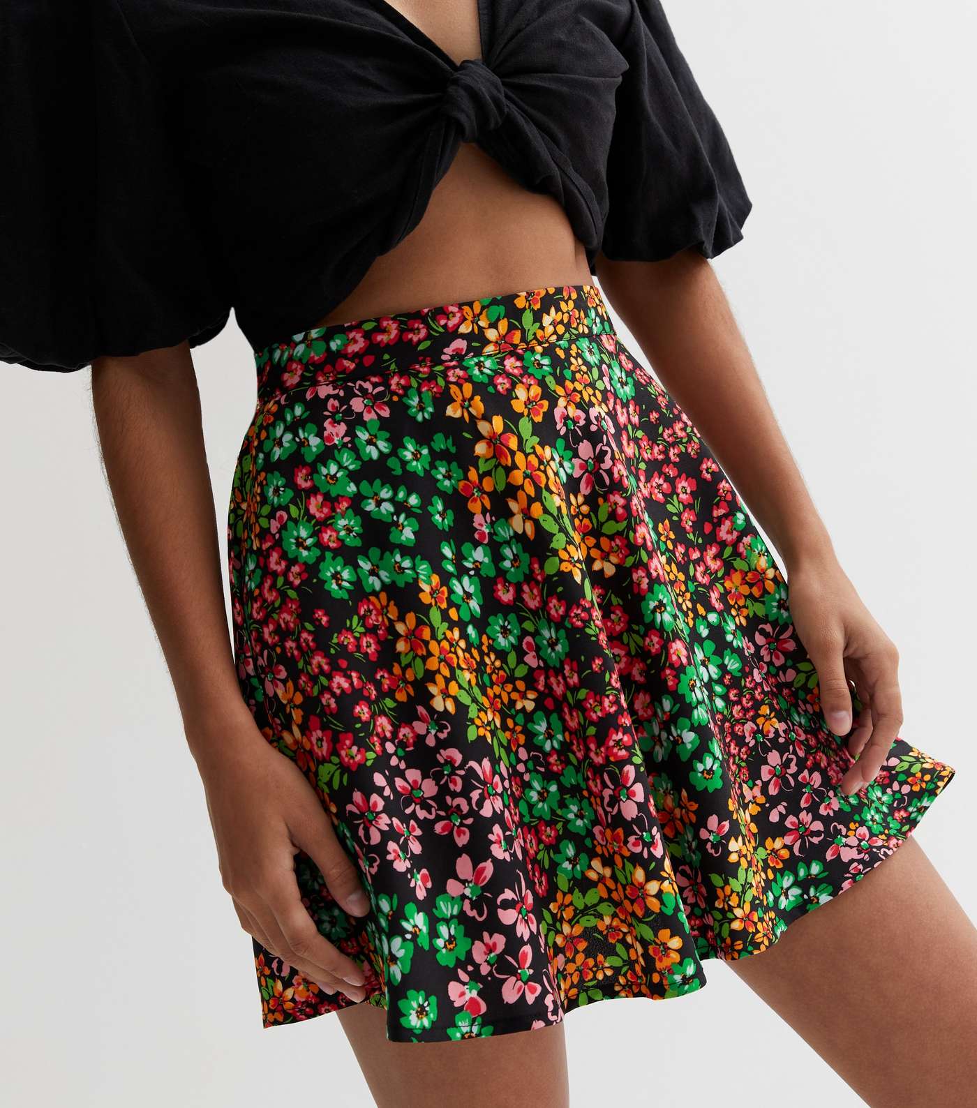 Petite Red Floral Ditsy High Waist Mini Skirt Image 3