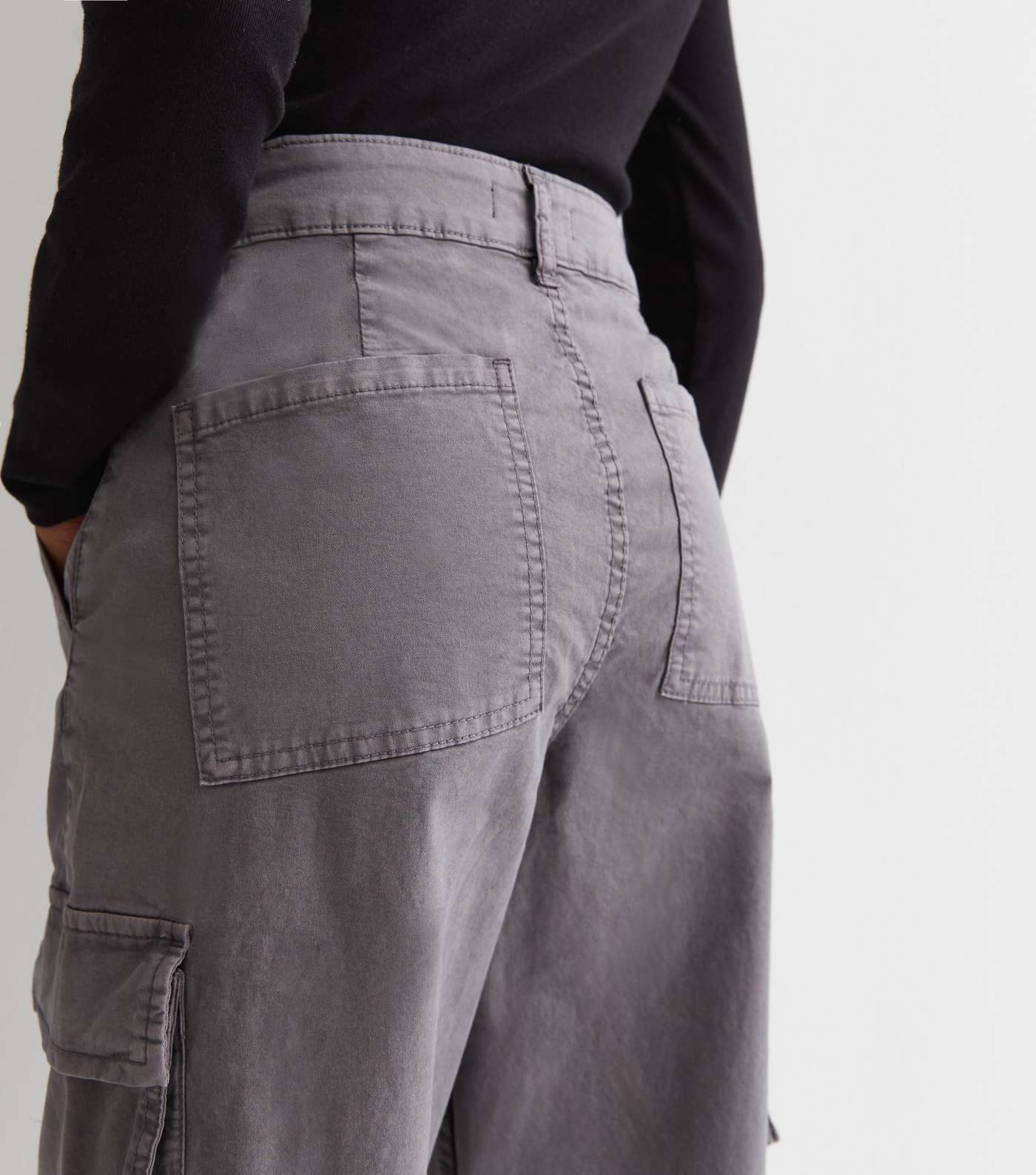 Girls Dark Grey Straight Leg Cargo Pocket Trousers Image 2