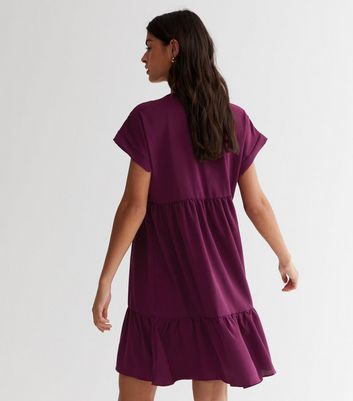 Gini London Purple Smock Mini Dress New Look