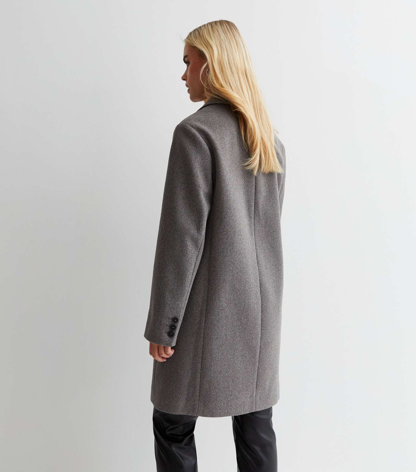 Petite Grey Lined Long Formal Coat Image 4
