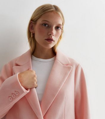 Petite Pink Lined Long Formal Coat New Look