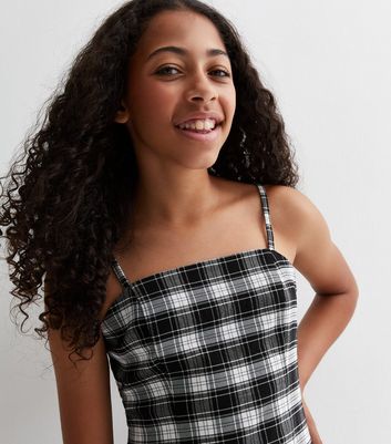 Girls black and hot sale white checkered dress