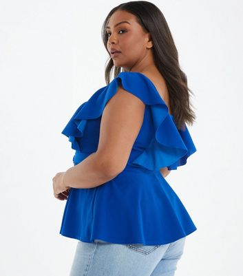 Cobalt blue peplum hot sale top