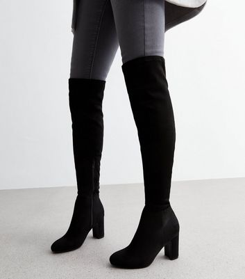 Womens black suede 2025 over the knee boots