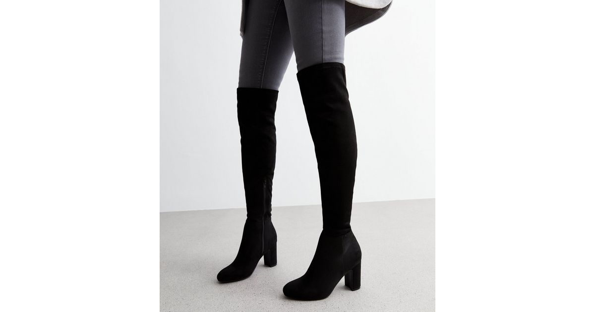 block heel suedette chelsea boots