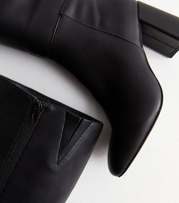 block heel knee high leather boots