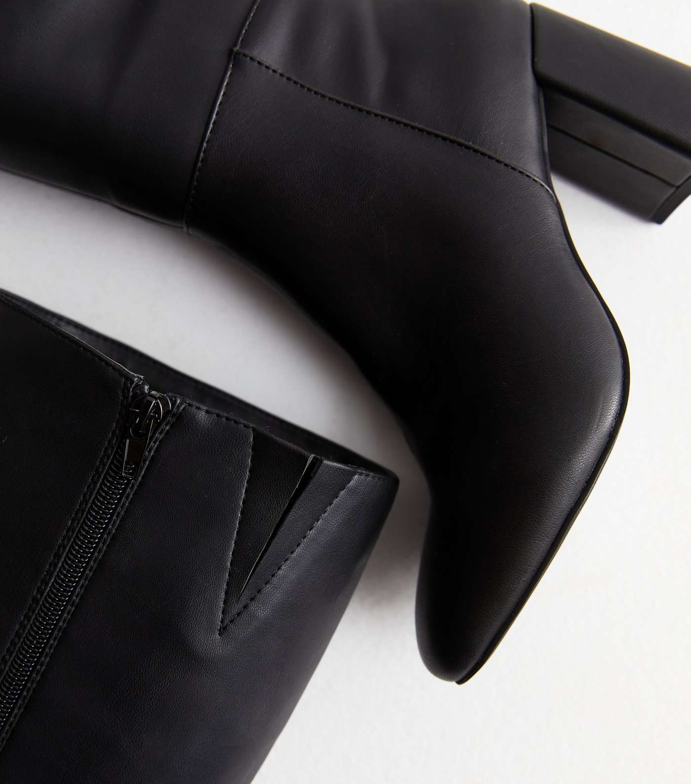 Black Leather-Look Stretch Block Heel Knee High Boots | New Look