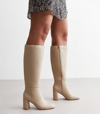 Camel leather knee cheap high boots