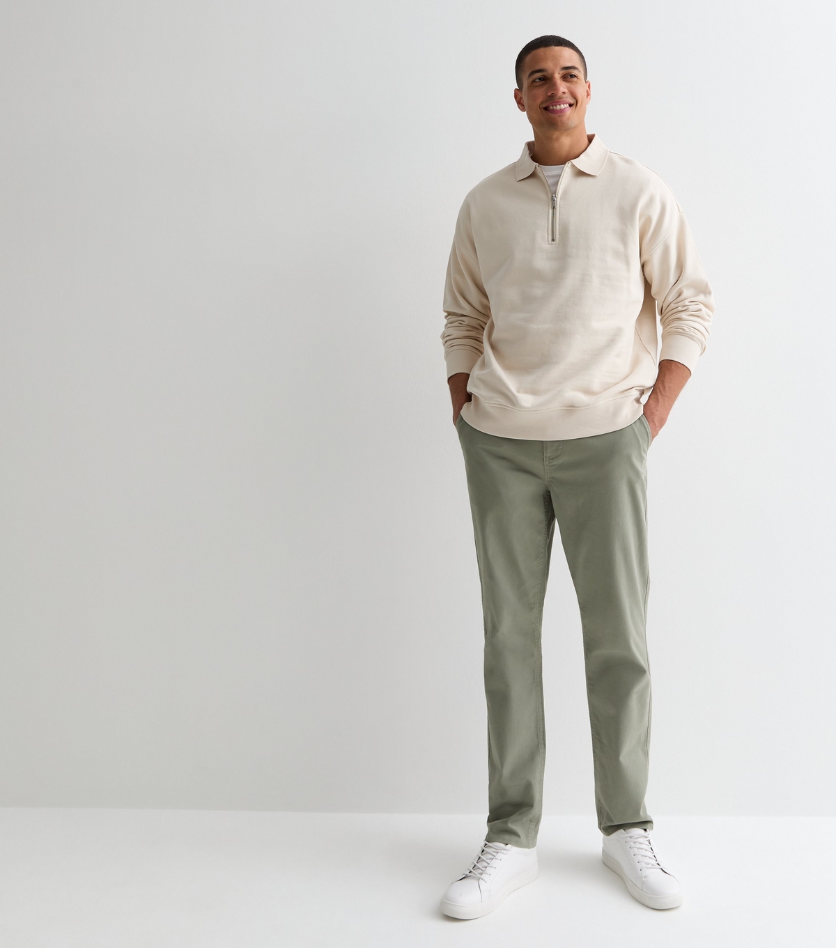 Men's Olive Slim Fit Chinos New Look