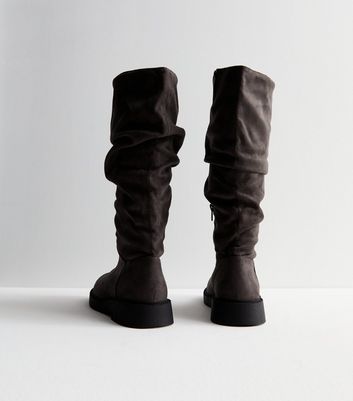 Ladies grey knee hot sale high boots