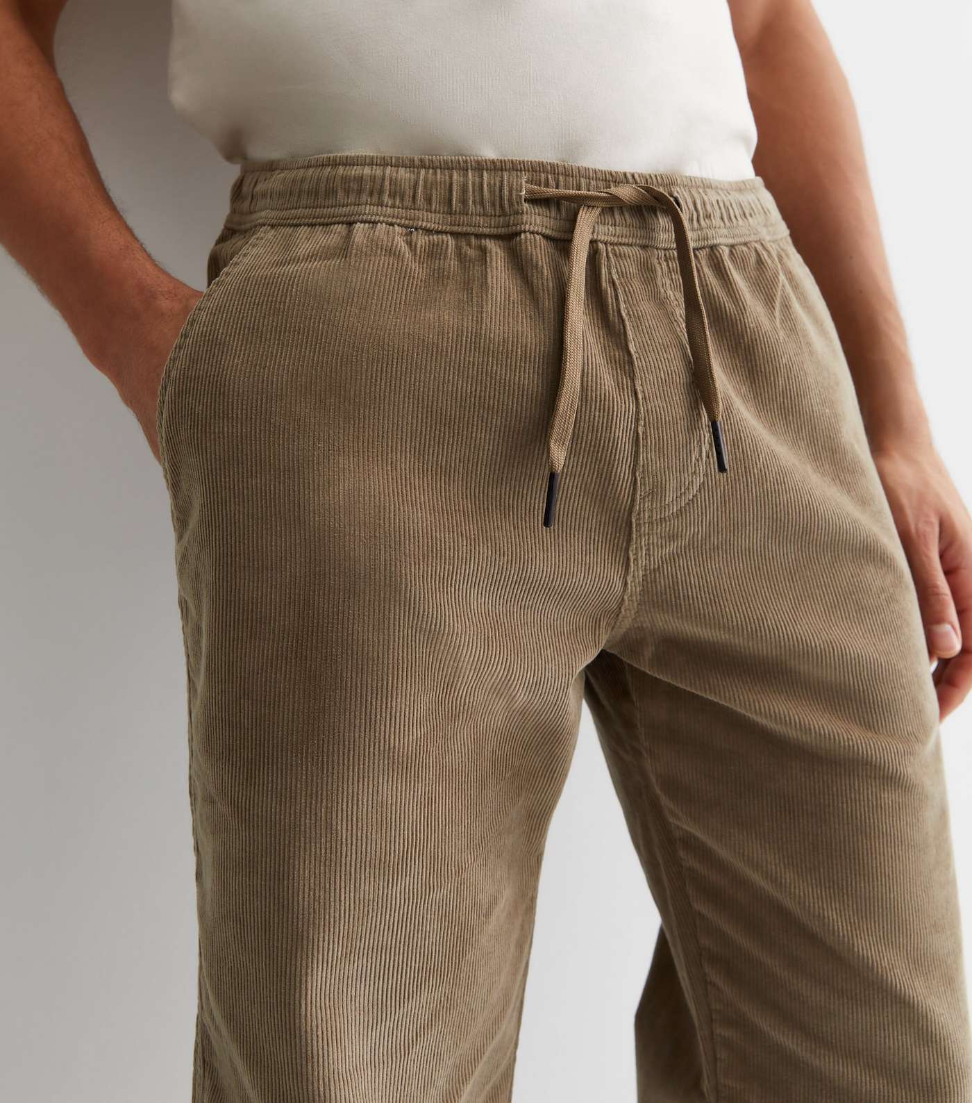Light Brown Cotton Cord Relaxed Fit Trousers Image 3