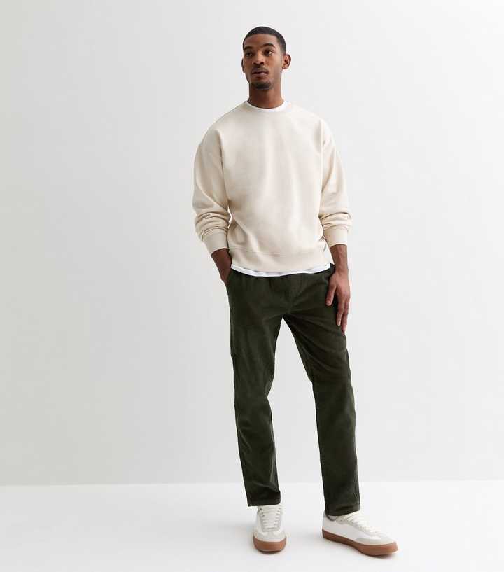 Khaki Relaxed Cotton Corduroy Trousers