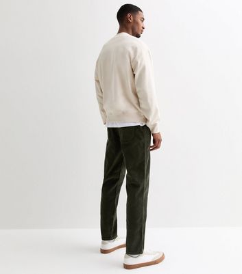 Men's Khaki Cotton Cord Relaxed Fit Trousers New Look