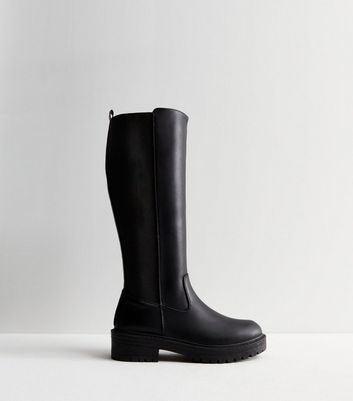 Long black fitted boots hotsell