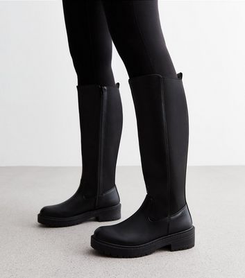 Wide Fit Black Chunky Knee High Boots New Look
