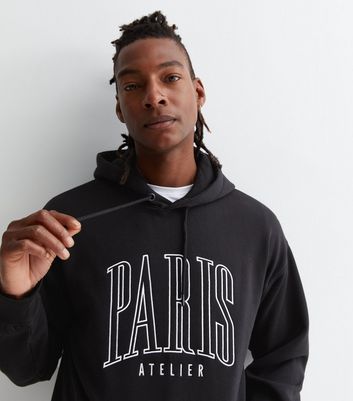 Black Paris Atelier Logo Hoodie New Look