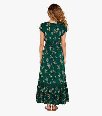 Hunter green floral 2025 maxi dress