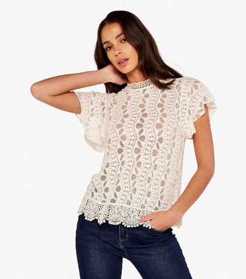 Apricot Stone Embroidered Scallop Hem Top