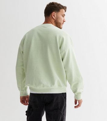 Men's Light Green Rose Script Sweatshirt New Look