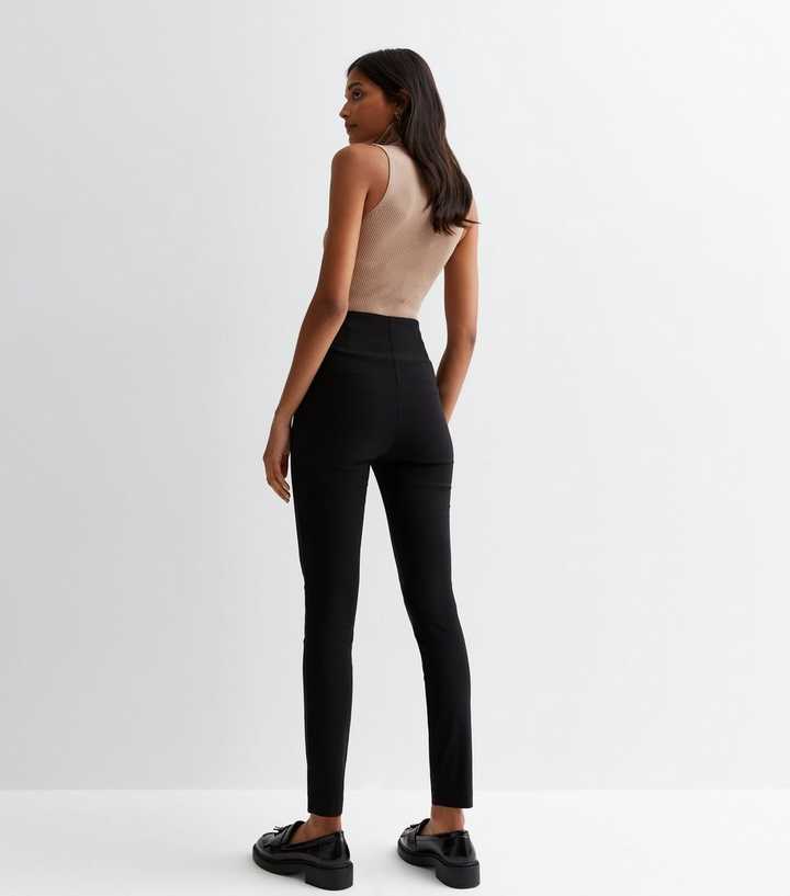 Black High Waist Slim Fit Trousers | New Look