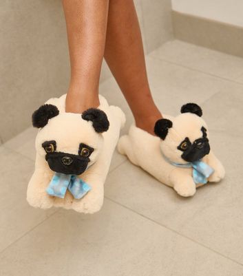 Black shop pug slippers