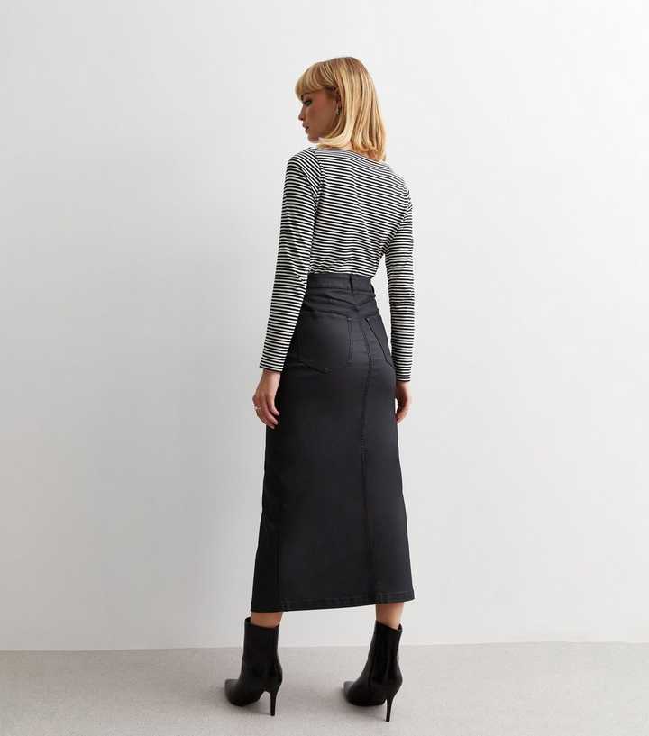 ASOS DESIGN skirt trouser with split detail in black