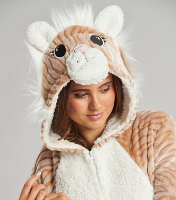 Loungeable Tan Tiger Fleece Onesie New Look