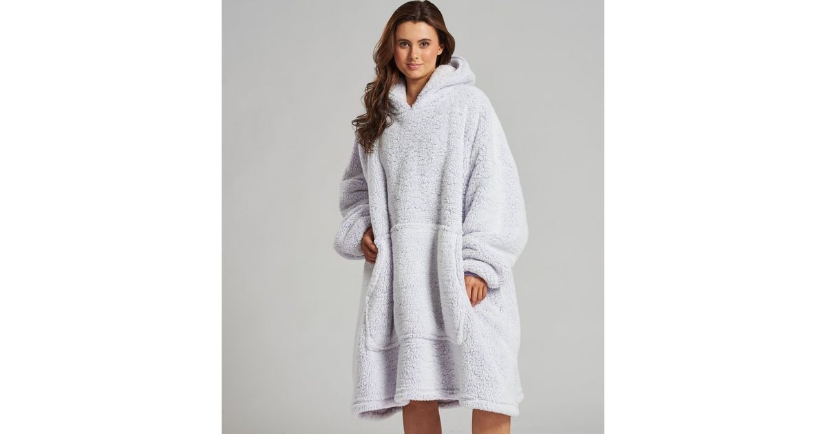 Loungeable Lilac Faux Fur Oversized Blanket Hoodie New Look