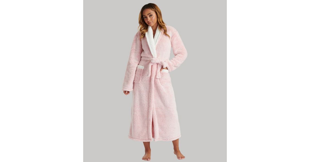 Loungeable Pink Fleece Dressing Gown New Look
