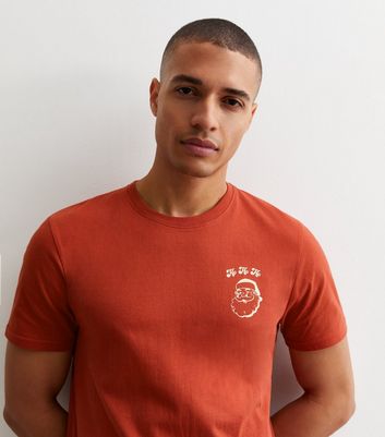 Red Cotton Cuffed Jogger Pyjama Set with Santa Print New Look