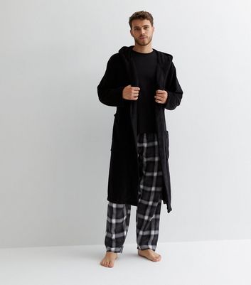 Mens black hooded dressing on sale gown