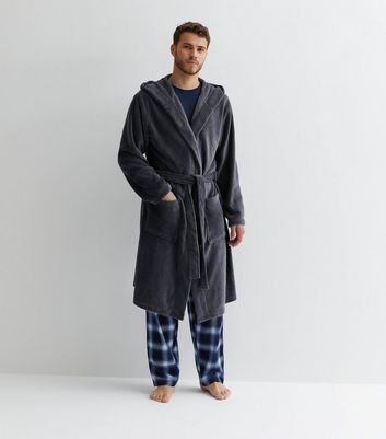 Dark grey hooded dressing gown new arrivals