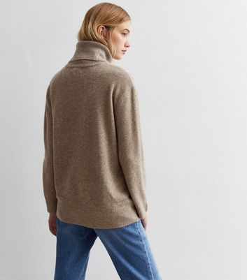 Mink Knit Roll Neck Longline Jumper