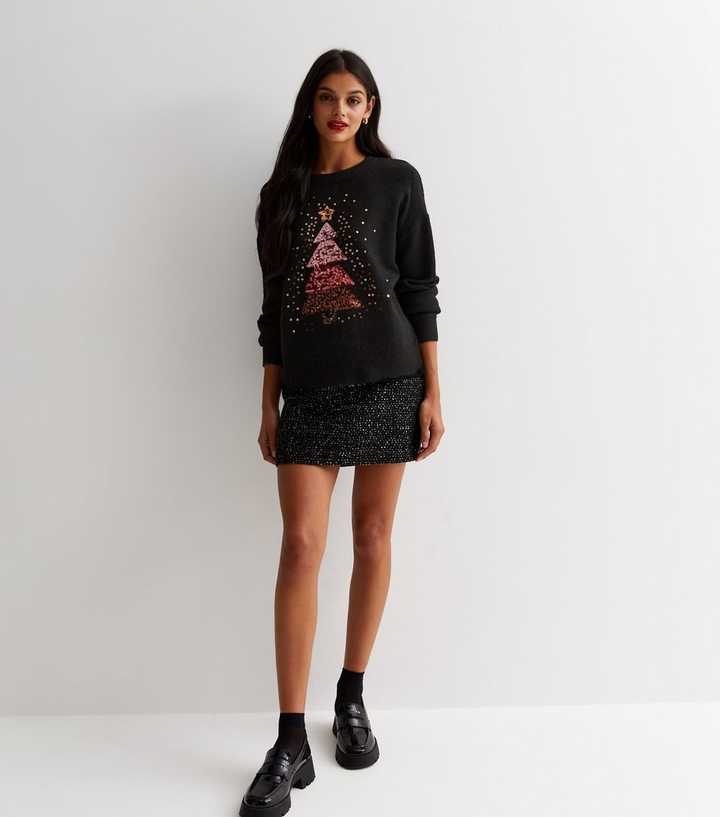 Black Sequin Knit jumper – AX Paris