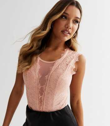 Cameo Rose Pale Pink Lace Sleeveless Bodysuit