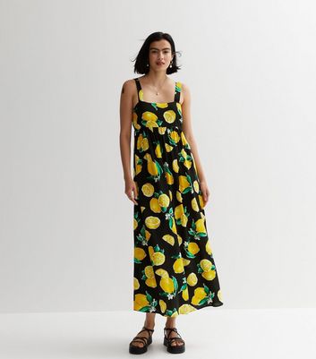 Lemon print outlet midi dress