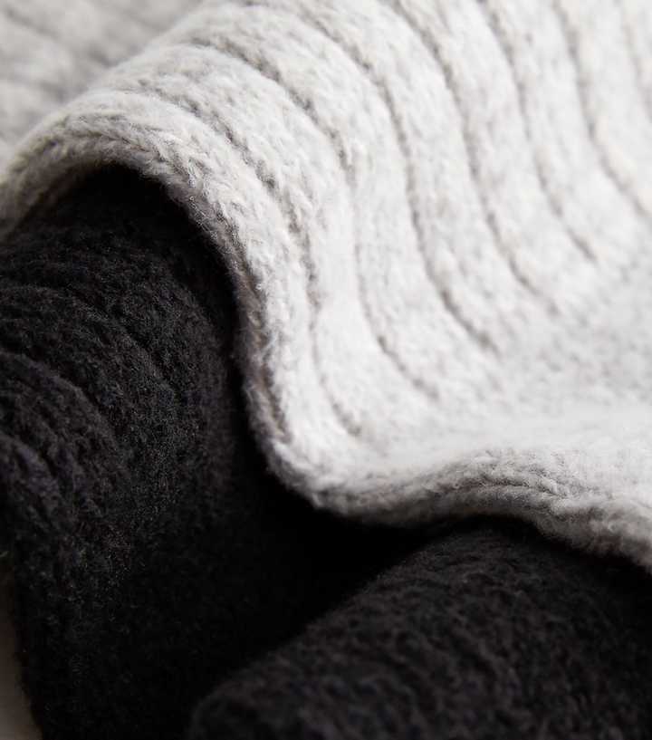 2 Pack Black and Light Grey Slouchy Lounge Socks