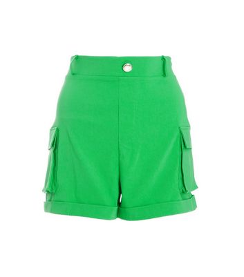 QUIZ Green Pocket Cargo Shorts New Look
