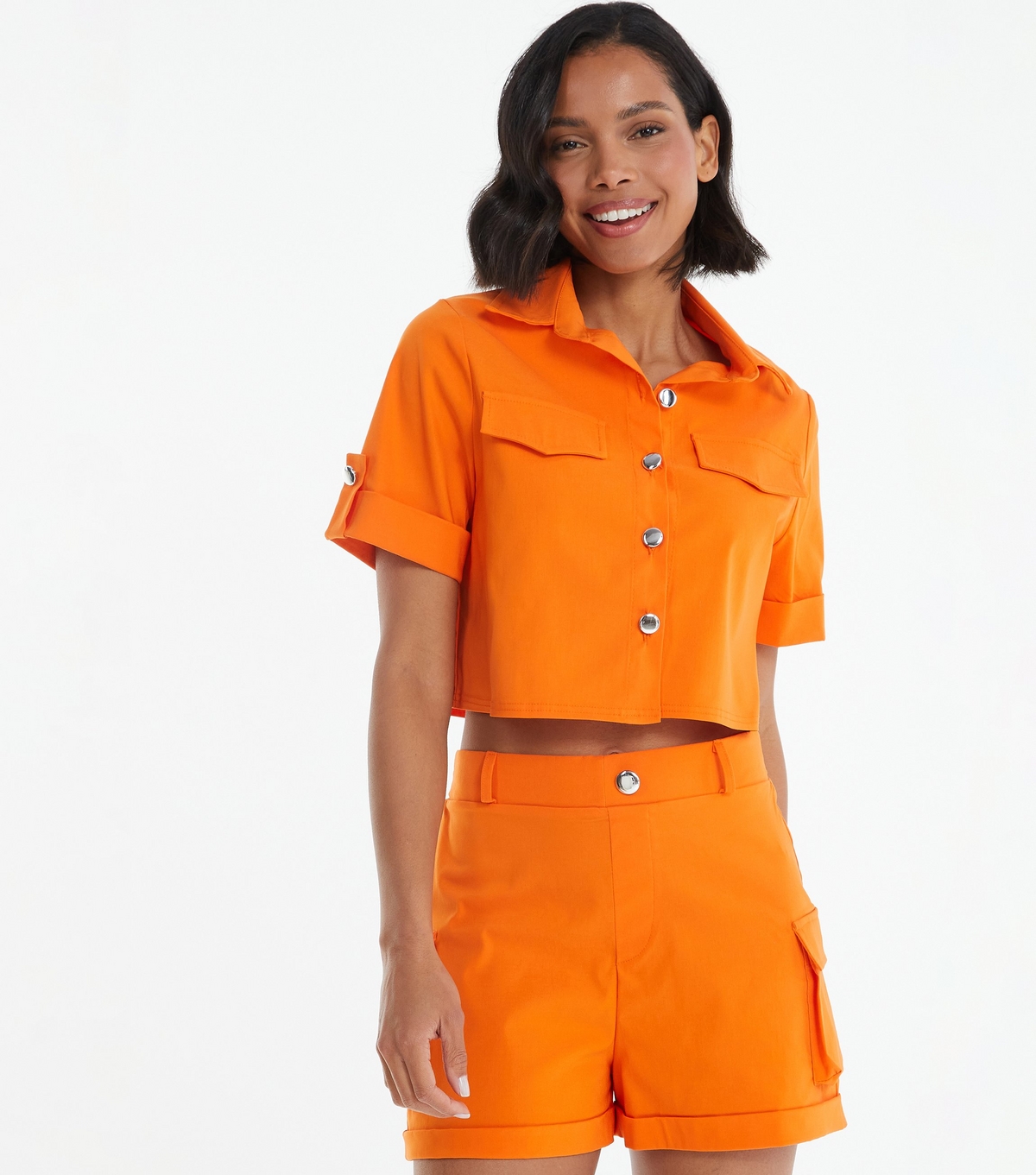 Women's Bright Orange Cropped Jacket Quiz New Look