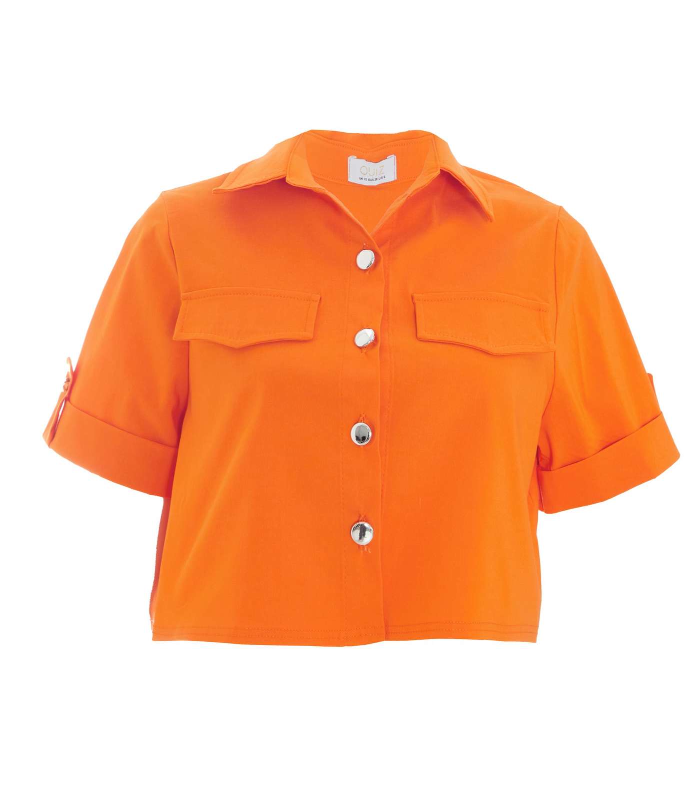 QUIZ Bright Orange Cropped Jacket Image 4