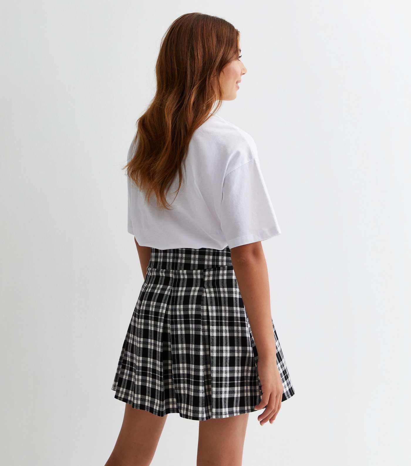 Girls Black Check Buckle Mini Skirt Image 4