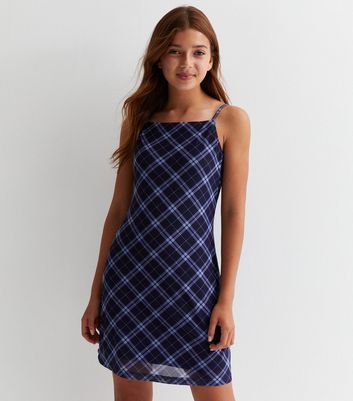 Girls blue sale plaid dress