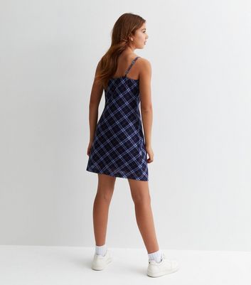 Blue check cheap pinafore dress