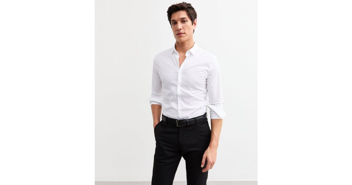 Men - White Poplin Long Sleeve Shirt