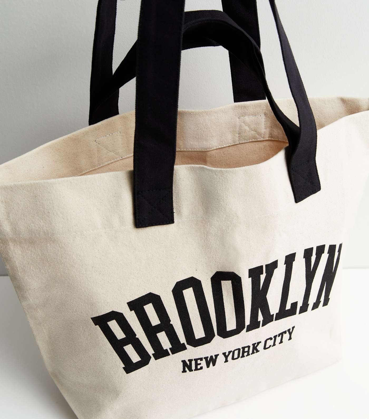 Cream Brooklyn Logo Large Canvas Tote Bag Image 3