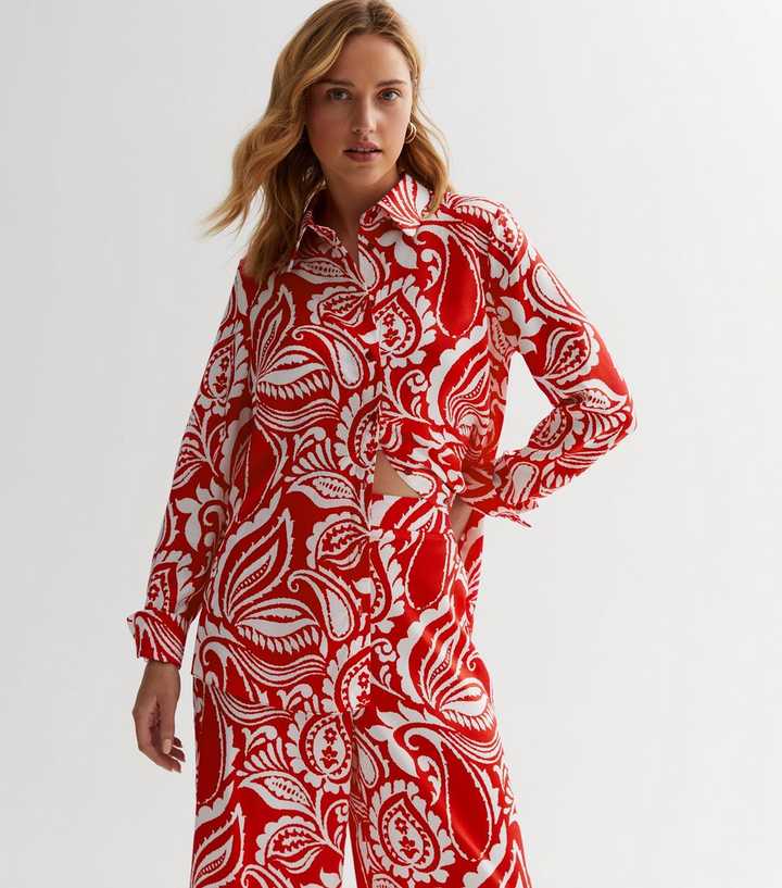 Red Paisley Long Sleeve Shirt