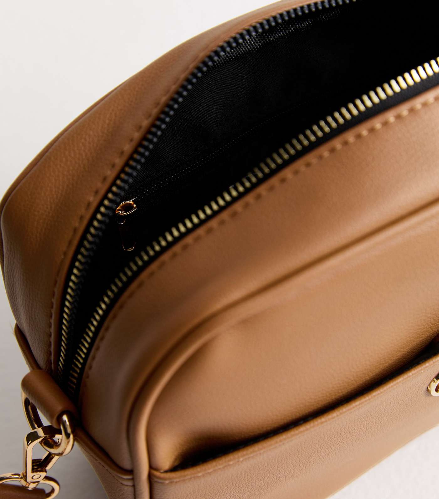 Tan Leather-Look Webbed Cross Body Bag Image 4