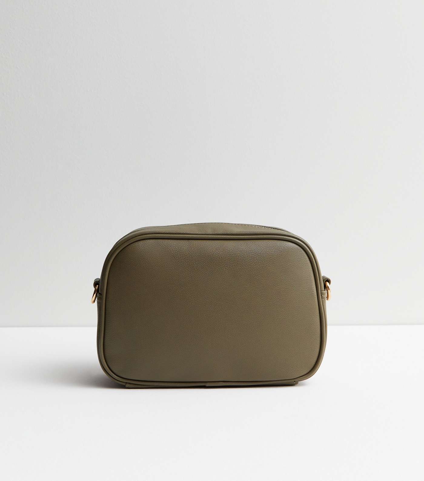 Khaki Leather-Look Webbed Cross Body Bag Image 4